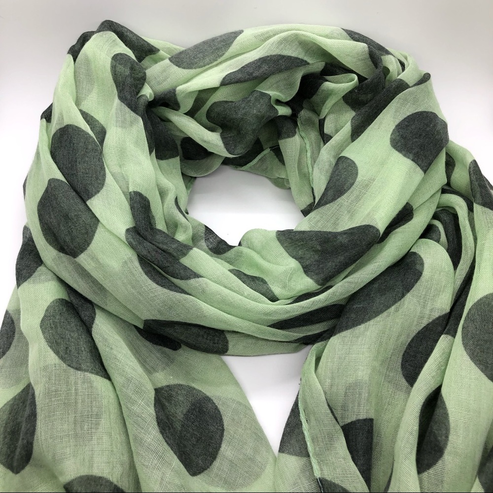 Gauzy green polka scarf